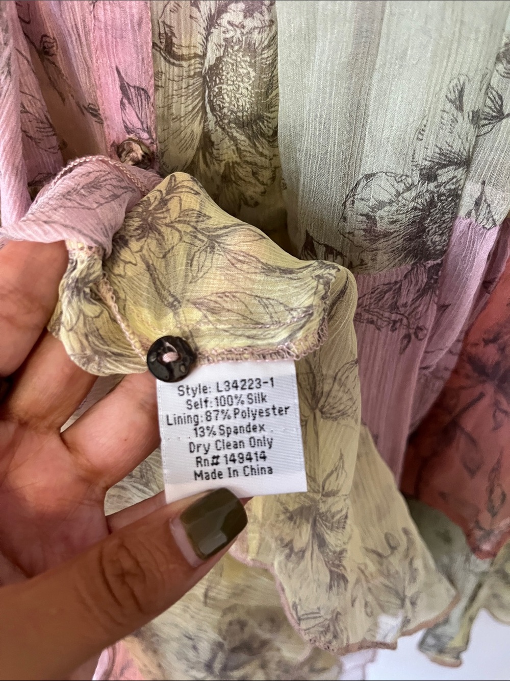 Johnny Was Petunia Silk Mini Dress Pastel Size XL - Picture 4 of 5